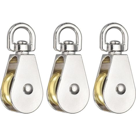 Poulie simple (charge 700 kg) (3 pièces), roue pivotante robuste en alliage de zinc, poulie fixe de levage pour câble métallique, équipement de gym, corde à linge (1/5)
