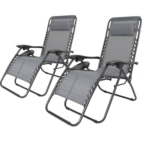 Set di 2 sedie da giardino reclinabili a gravità zero "Sintra" - Grigio