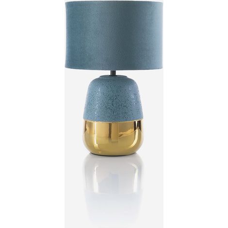Keramik-Tischlampe mit Stoffschirm Lustria - Blau