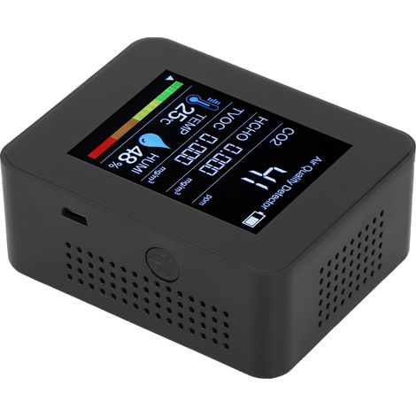 Détecteur portable CO2 HCHO - Moniteur qualité air avec testeur température humidité - Noir