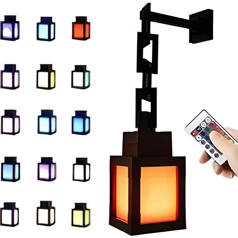 Veilleuse LED Pixel - 16 couleurs, lampe lanterne + chaînette de suspension + bande adhésive 3M (1/5)