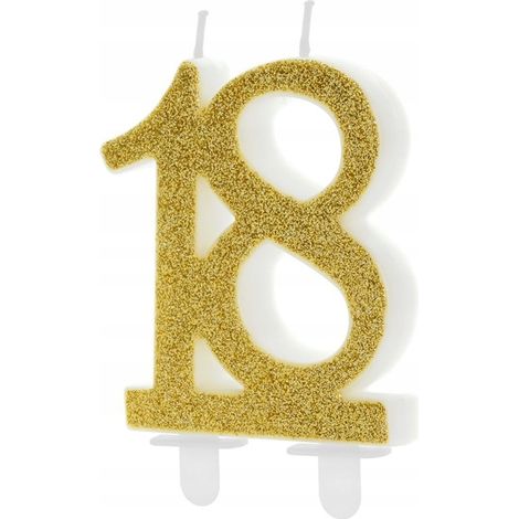 Candelina di compleanno numero 18, oro, 7,5 cm, 1 pz. (1/5)