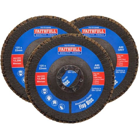 Faithfull Aluminium Oxide Flap Disc 125mm 80 Grit 3 Pack