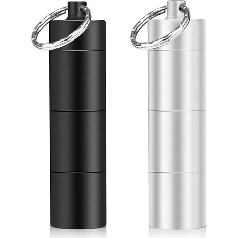 2 Boîtes à pilules étanches en forme de porte-clés avec 3 compartiments, petite boîte à pilules pour le déplacement (1/4)