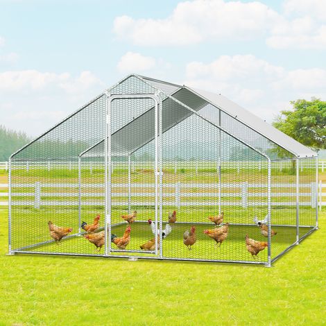 Randaco Recinto per pollaio esterno 3x4x2 m con serratura 12 m² recinzione in acciaio zincato