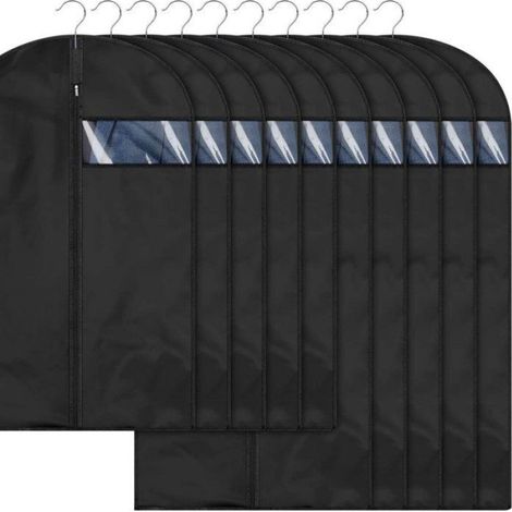 Housses Vêtements 10 pièces 60x100/120cm PEVA Noir, Protection Fermeture Zippée, Rangement Pliable (1/5)