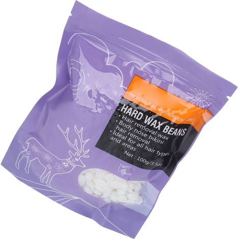 Cire dépilatoire en perles sans papier, 99 g (3,5 oz), point de fusion bas, forte viscosité, cire dure violette brillante pour l'épilation (1/5)