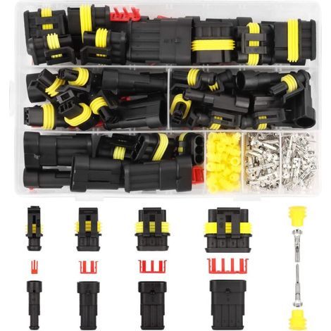 300 Pièces Connecteur Automobile Connecteur Etanche 1 2 3 4 Broches Fils Connecteur Electrique Etanche Connectique Electrique Moto Kit de Connecteur Étanche pour Moto Voitur Bougies (1/5)