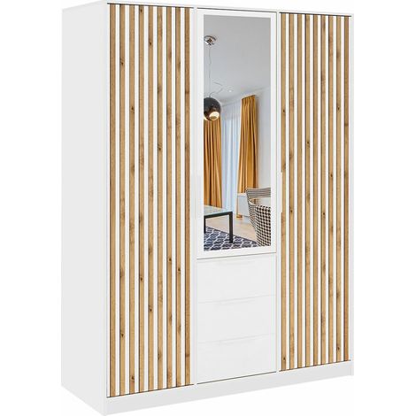 Armario Collis IV, Blanco, 200x150x58cm, Puertas de armario: Con bisagras, Número de estantes: 5