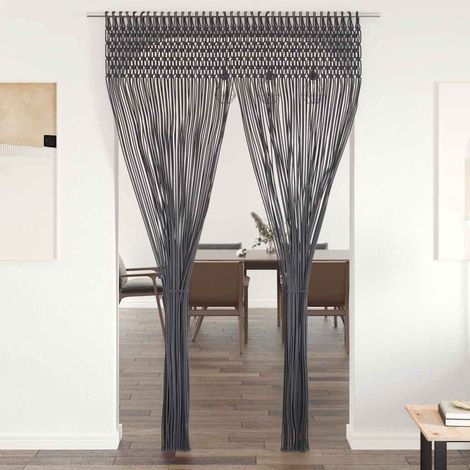 Rideau en macramé anthracite 140 x 240 cm en coton