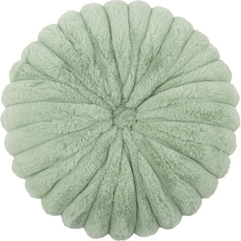 Housse de coussin ronde potiron tie-dye rayé, imitation fourrure de lapin, vert clair 35cm, pour canapé et lit (1/5)
