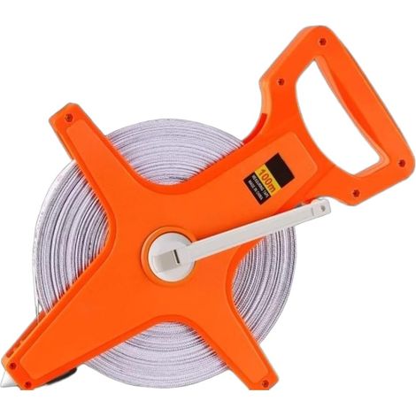 Décamètre fibre de verre 100m rouge rétractable, pour jardin (1/5)