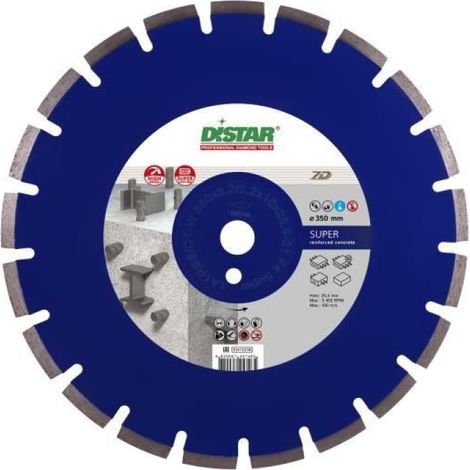 Disque Diamant - 350 x 25.4 x 10 mm - Pour Béton Dallage Brique - 1 Pièce