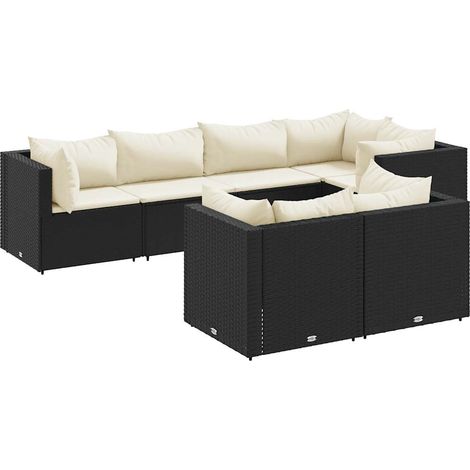 Maison Exclusive - 7-tlg. Garten-Lounge-Set mit Kissen Schwarz Po
