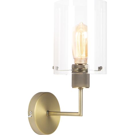 QAZQA Appliques dome - Moderno - Acciaio,Vetro - Bronzo/Trasparente - Cilindro Max. 1 x Watt