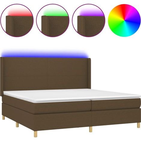 Maison Exclusive - Boxspringbett mit Matratze & LED Dunkelbraun 2