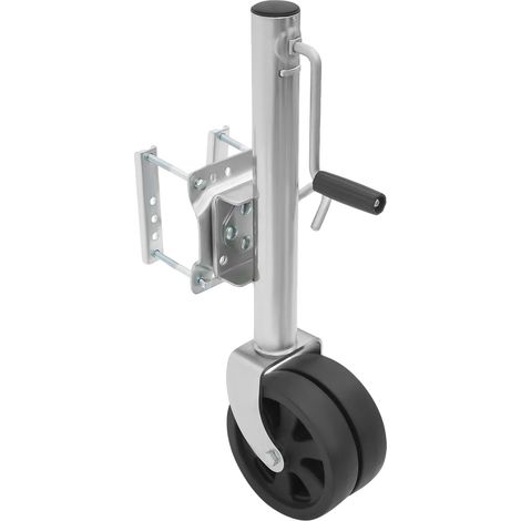 Gato para remolque de alta resistencia, altura ajustable, color plata. (1/2)