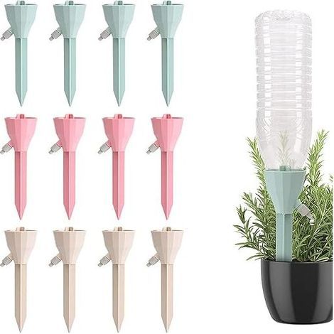 Drip Irrigation Kit, 12 Pcs Automatic Plant Waterers, Bottle Drip Irrigation, Watering Devices with Slow Release Control Valves for Indoor Outdoor Plants