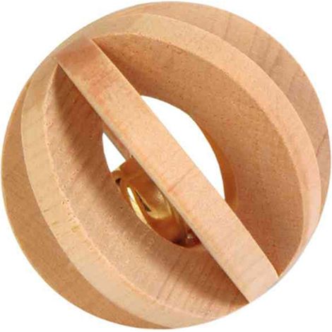 juguete de madera trixie wooden ball with rattle 6 cm natural sonoro