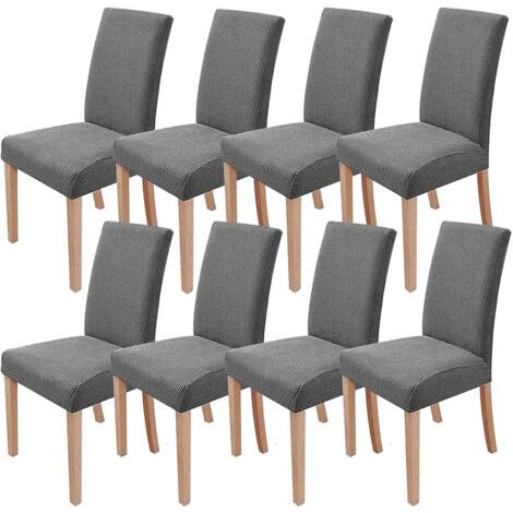 royaluxe -Housses De Chaise Stretch Lot De 8 Housses De Chaise Amovibles Et Lavables Pour Salle À Manger Moderne Élastique Protecteur De Chaise Décoration Pour Bureau Banquets Fête De Mariage (Gris Cl (1/5)
