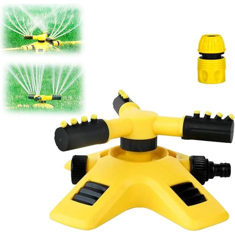 Arroseur de jardin de pelouse, arroseur automatique, système d'arrosage rotatif à 360° à 3 bras (1/5)