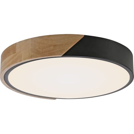 Plafonnier rond noir bois Ø32 LED 24W BILA Just Light (1/4)