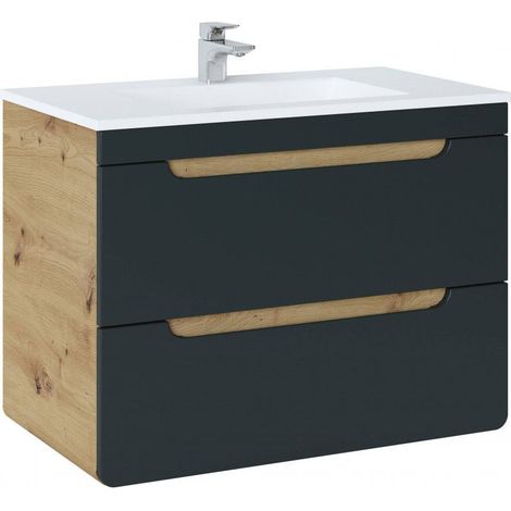 Ensemble sous-vasque + vasque - Noir - 80 cm - Archipel Cosmos - Livraison gratuite