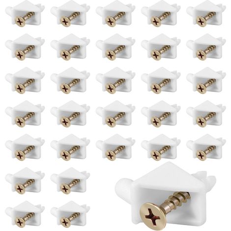 100 Pièces Support étagère 101558 Cales en Plastique pour Meuble Tiroir Renfort Tiroir Connecteur Arrière Stabilisateurs avec Vis pour Réparer Affaissement Étagère Meuble (1/5)