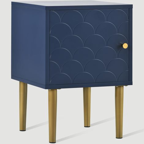 Mesita de noche de aglomerado y metal azul marino 35 x 35 x 51 cm (1/5)