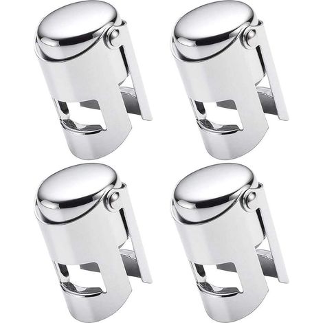 Bouchons de champagne, lot de 4 bouchons en acier inoxydable scellés sous vide pour bouteilles de vin mousseux, idéaux pour offrir.-AquaForge