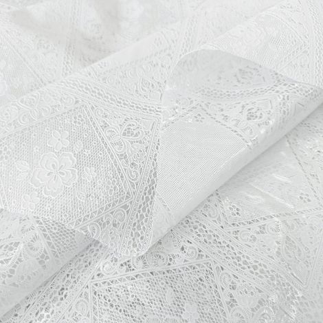 Tovaglia Plastificata Ricamata Pizzo 3D Copritavolo Cucina Antimacchia Idrorepellente Antistrappo Dis.G - 137x300 cm
