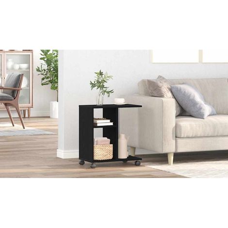 Beistelltisch mit Regal Schwarz Eichen-Optik 50 x 30 x 55 cm
