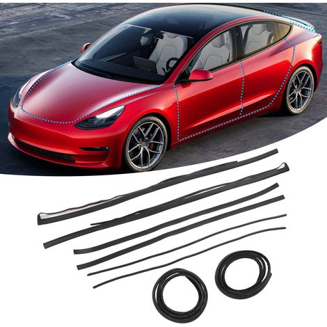(T04) Kit d'étanchéité de porte avec caoutchouc d'isolation phonique et bandes d'étanchéité résistantes aux intempéries, adapté à Tesla Model 3/Y6. (1/5)