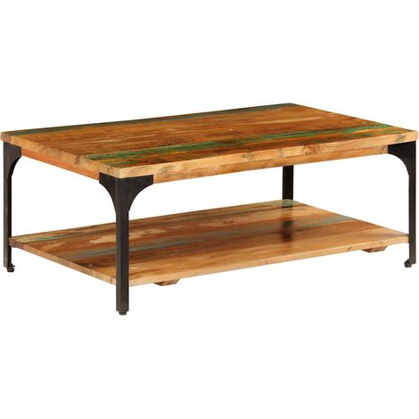 vidaXL Mesa de centro con estante madera maciza reciclada 100x60x35 cm (1/5)