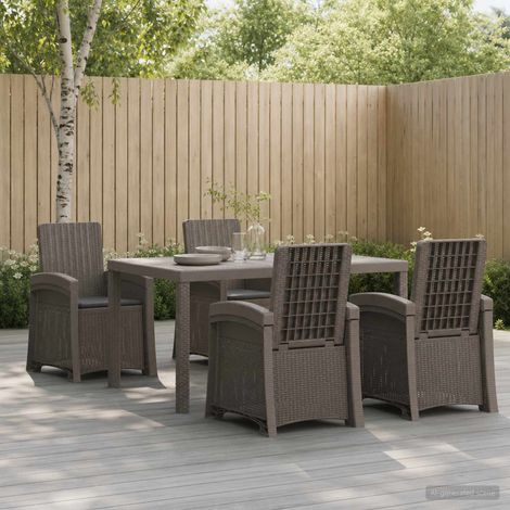 vidaXL Conjunto de Comedor de Jardín 5 uds. Gris Claro y Antracita PP (1/5)