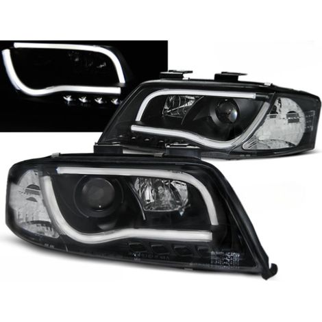 Paire de feux phares Audi A6 de 2001 a 2004 Tube Light led LTI noir-27361065 (1/2)