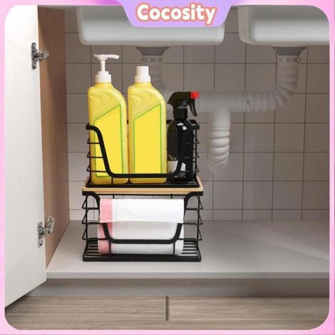 Cocosity distributeur de sac poubelle Cocosity support de sac poubelle avec couvercle en bois Support de Sac Poubelle meuble bac (1/5)