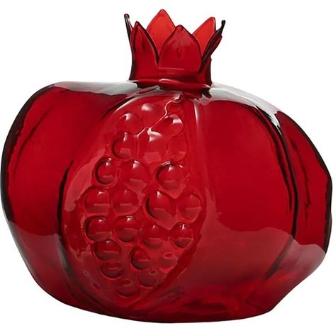 Jarrón de cristal con forma de granada, 10 cm, centro de mesa decorativo, pieza única (1/5)