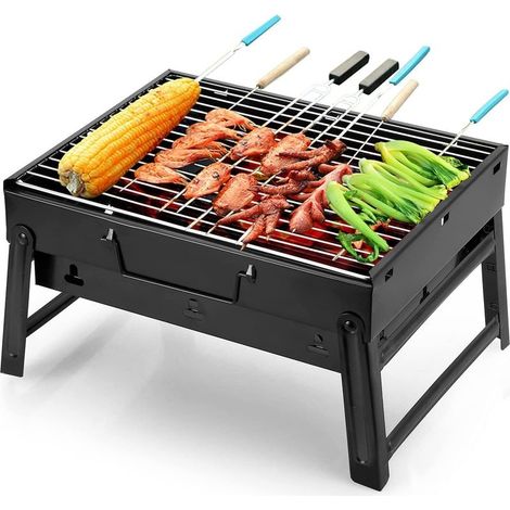 Barbecue portable pliable à charbon – Grille en inox pour 3-5 personnes – Résistant jusqu'à 600°C – Idéal pour camping et pique-nique (1/5)