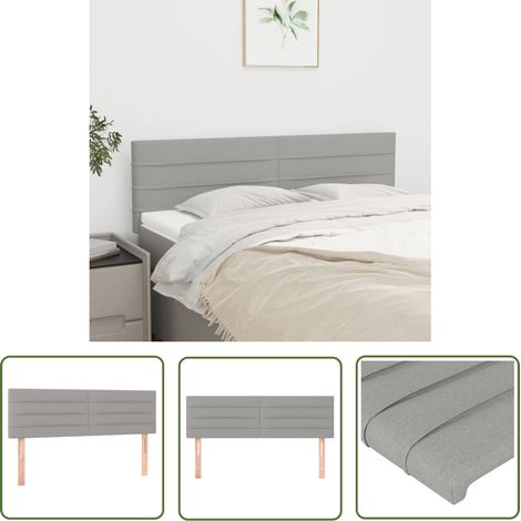 The Living Store Têtes de lit 2 pcs Gris clair 72x5x78/88 cm Tissu - Tête De Lit - Têtière De Lit - Literie - Meuble De Chambre - Décoration Chambre (1/5)