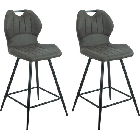 Lot de 2 chaises de bar 47x50x95 cm en tissu gris - LORYX