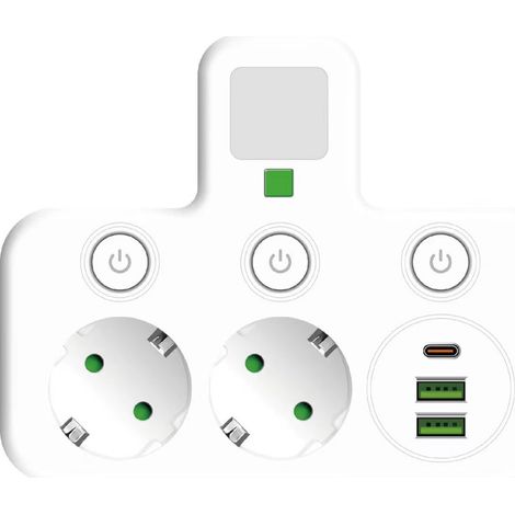 Multiprise USB à charge rapide conforme aux normes européennes, avec interrupteur indépendant et protection contre les surcharges (1/2)