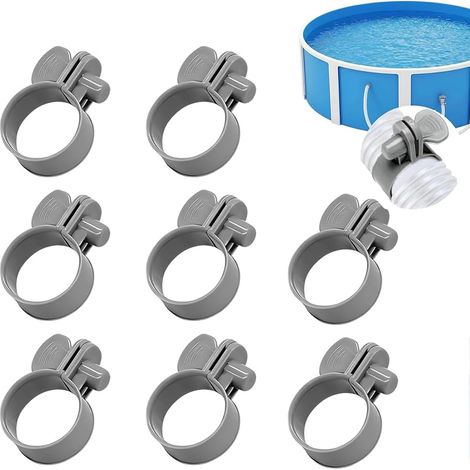Set mit 8 verstellbaren Poolschlauchschellen, 32 mm verstellbare Schlauchschellen, Poolschlauchschellen, für Haus, Hof, Terrasse, Außenbereich, Garten, Industrie (1/5)