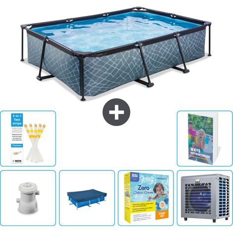 Exit-toys Piscina Exit Rettangolare - Effetto pietra - 300x200x65 cm - 7-pezzi S258 (1/5)