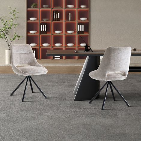Lot de 2 chaises 53x60x85 cm en tissu beige - ROSTAND (1/5)