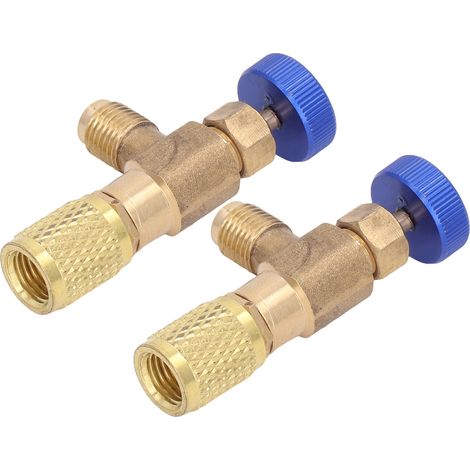 Lot de 2 vannes de réfrigération pour climatisation, adaptateur de charge de fluorure pour R22, R404 et R407, filetage 1/4 SAE. (1/5)