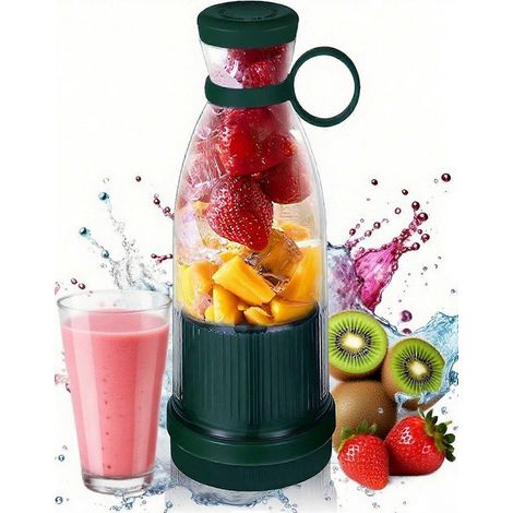 Wiederaufladbarer, tragbarer 350-ml-Mixer, leistungsstarker Becher für individuelle Smoothies, geeignet für Früchte und Milchshakes, ideal für Zuhause, Büro, Schule und Outdoor-Aktivitäten, blau (1/5)