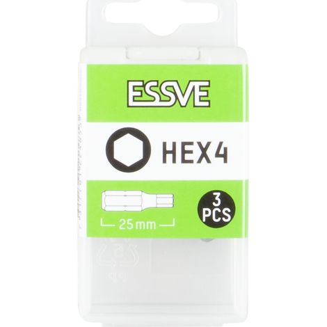 Inserti esagonali ESSVE per cacciavite, 4x25mm, 3 pezzi (1/2)