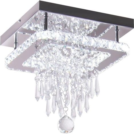 Plafonnier en cristal moderne pour couloir, chambre, entrée, hall d'entrée, lampe carrée (1/5)