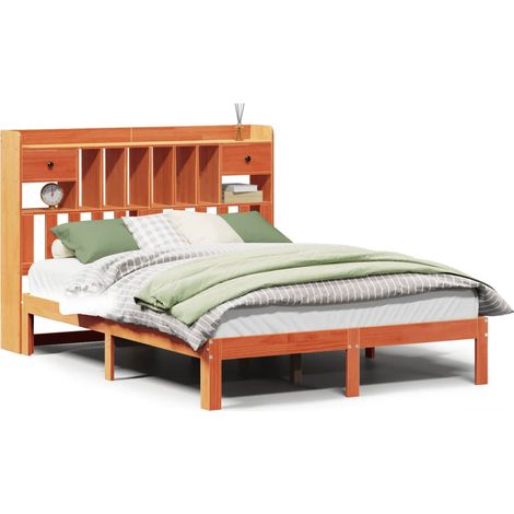 Maison Exclusive - Letto Libreria senza Materasso Marrone Cera 140x200 cm in Pino